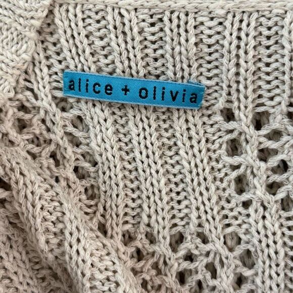 Alice & Olivia Beige Crochet Short Sleeve Cardigan - Women’s US M - Picture 5 of 6